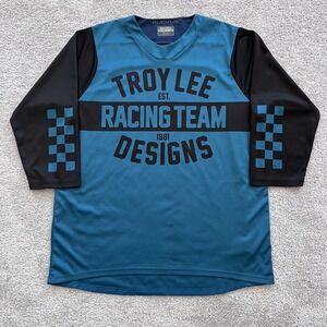 Troy Lee Designs Ruckus‎ Jersey Mens XL Blue Black 3/4 Sleeve Racing Team MTB